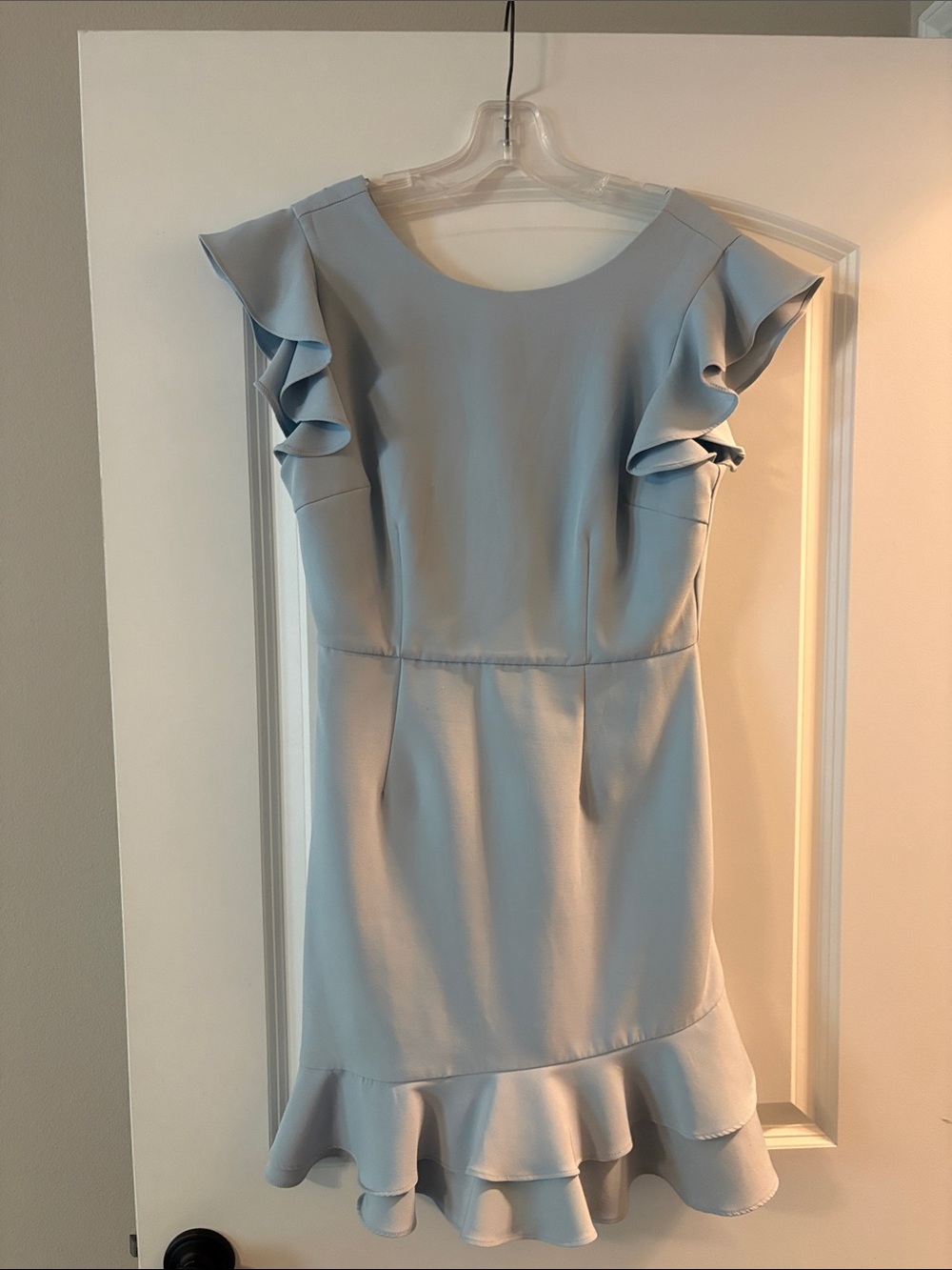 TCEC Light Blue Ruffle Sleeve Mini Dress